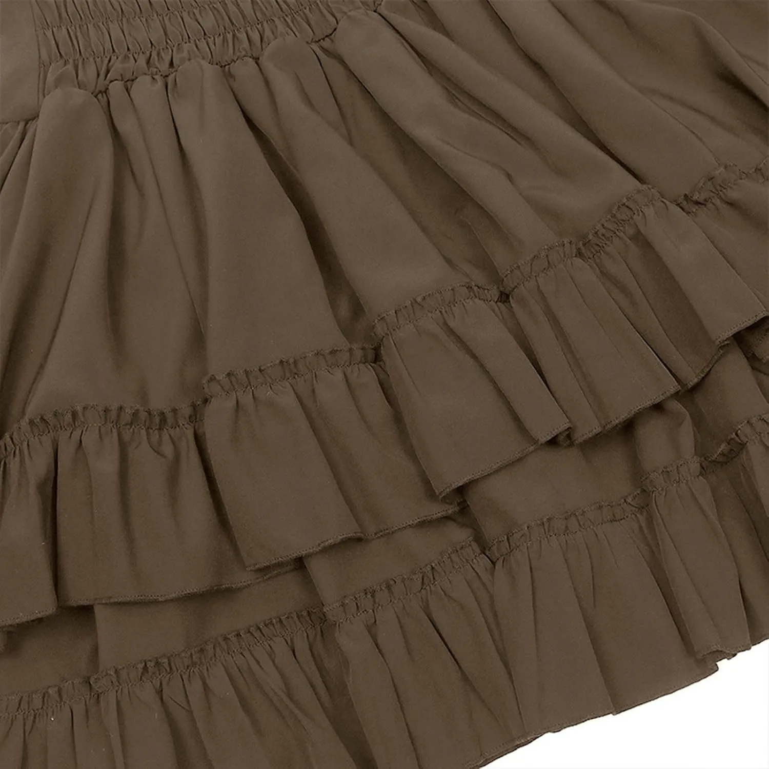 Womens Victorian Skirt Medieval Renaissance Double Layered Puffy Skirts Halloween Lace up High Waisted Skirt