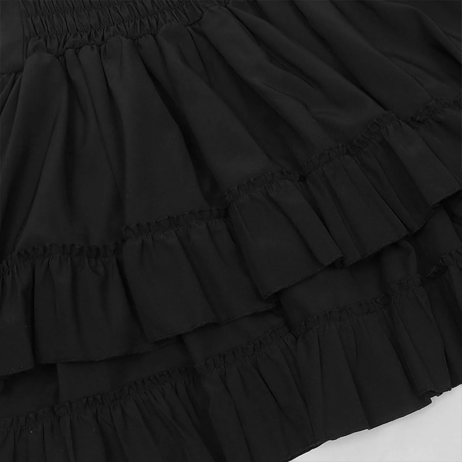 Womens Victorian Skirt Medieval Renaissance Double Layered Puffy Skirts Halloween Lace up High Waisted Skirt