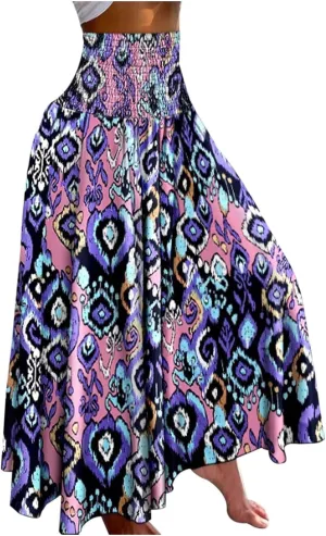 Women's Vintage Floral High Waist Wide Leg Pants Casual Loose Fit Trousers Womens Dress Leggings Pants