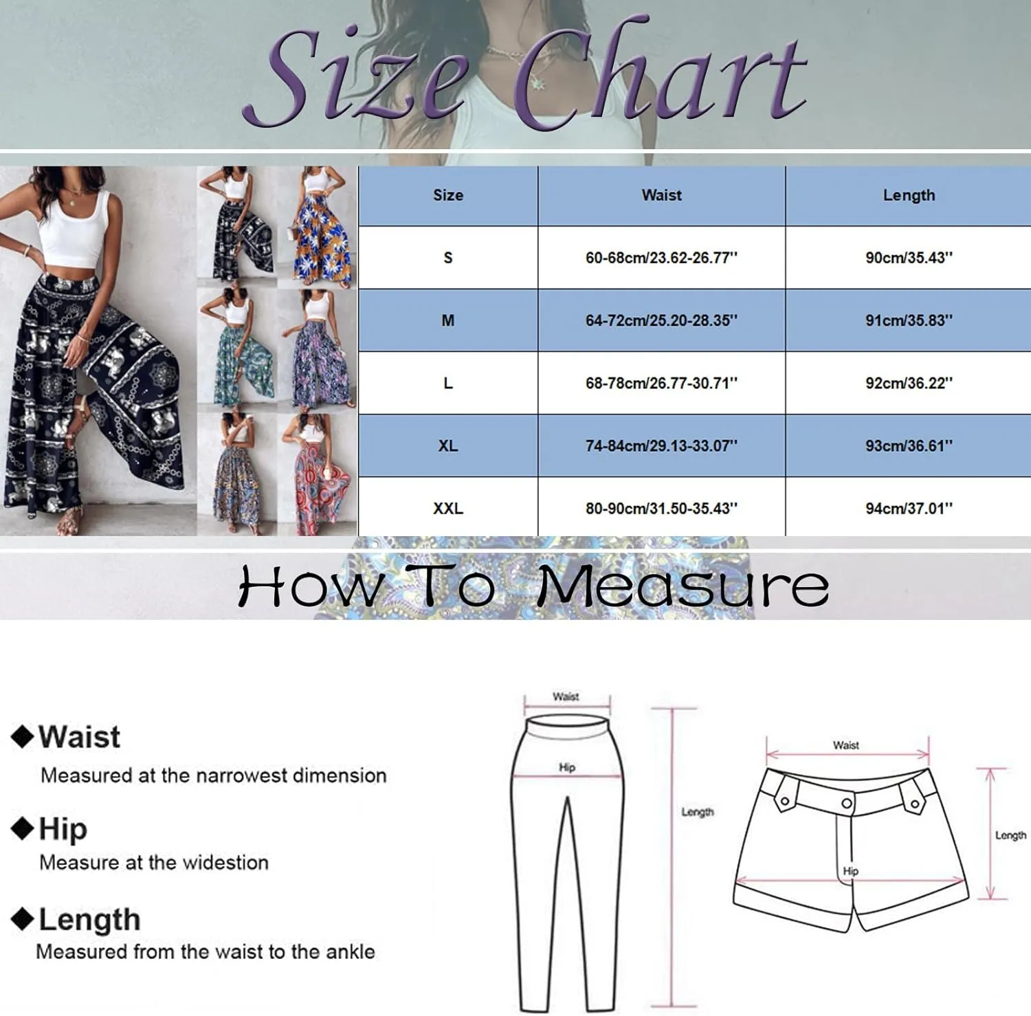 Women's Vintage Floral High Waist Wide Leg Pants Casual Loose Fit Trousers Womens Dress Leggings Pants