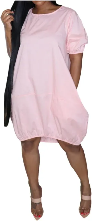 XOWRTE Plus Size Dresses for Curvy Women 2024 Summer Casual Short Sleeve Tshirt Midi Dress with Pockets Beach Vacation Dress