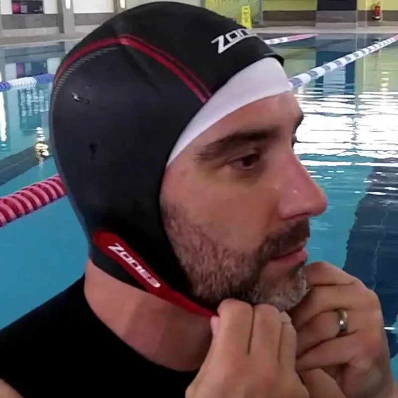 Zone3 - Neoprene Swim Cap - Black/Red